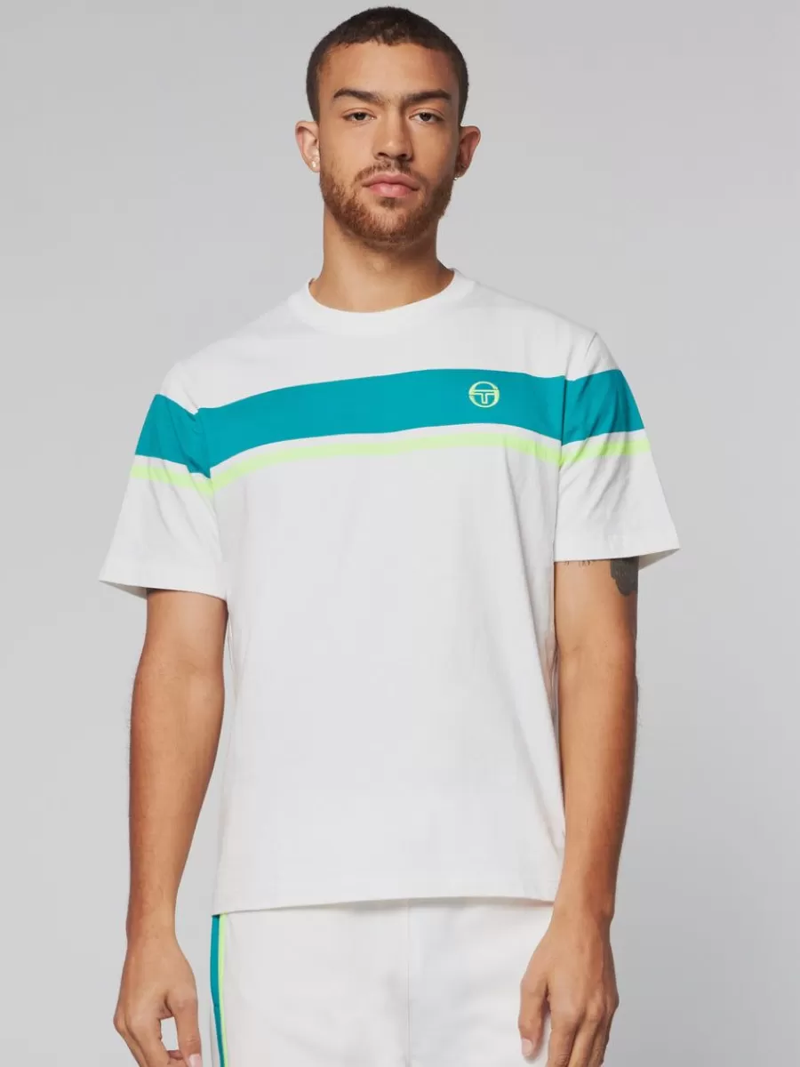 T-Shirts>Sergio Tacchini Damarindo T-Shirt- Gardenia/ Blue Grass