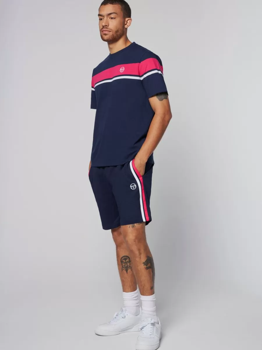 T-Shirts>Sergio Tacchini Damarindo T-Shirt- Maritime Blue/ Rasberry