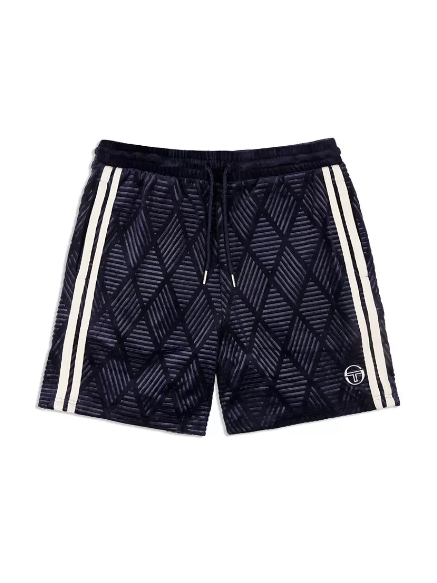 Shorts And Swim>Sergio Tacchini Debossed Damarindo Velour Short- Maritime Blue