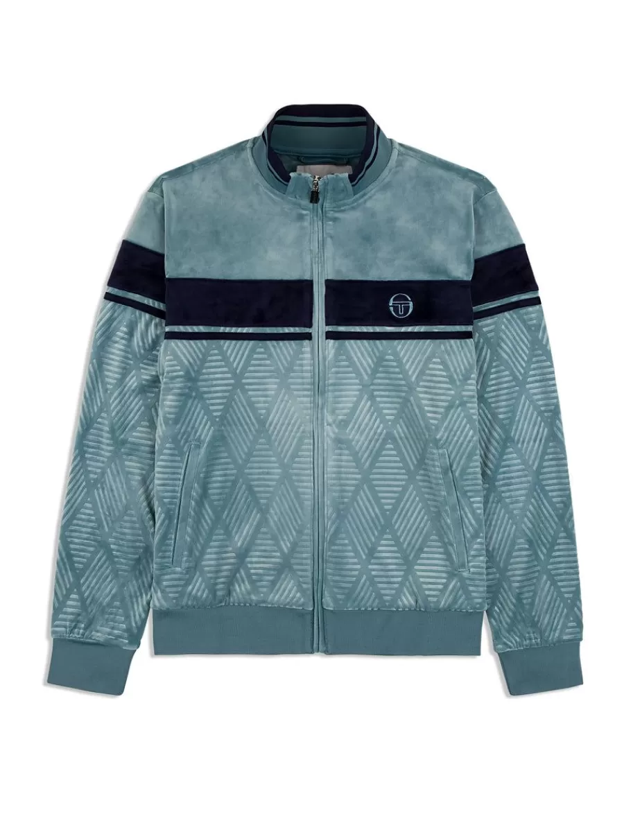 Velour>Sergio Tacchini Debossed Damarindo Velour Track Jacket- Larkspur