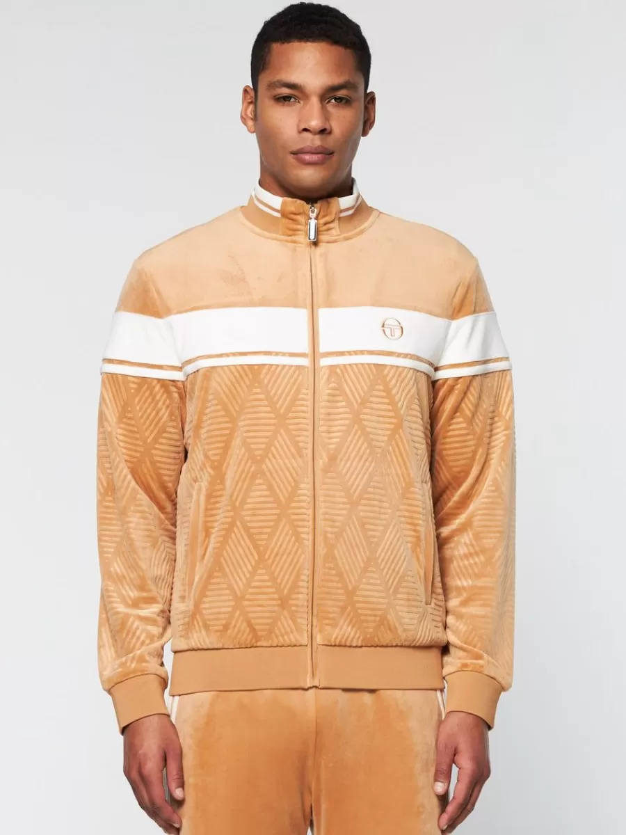 Velour>Sergio Tacchini Debossed Damarindo Velour Track Jacket- Meerkat