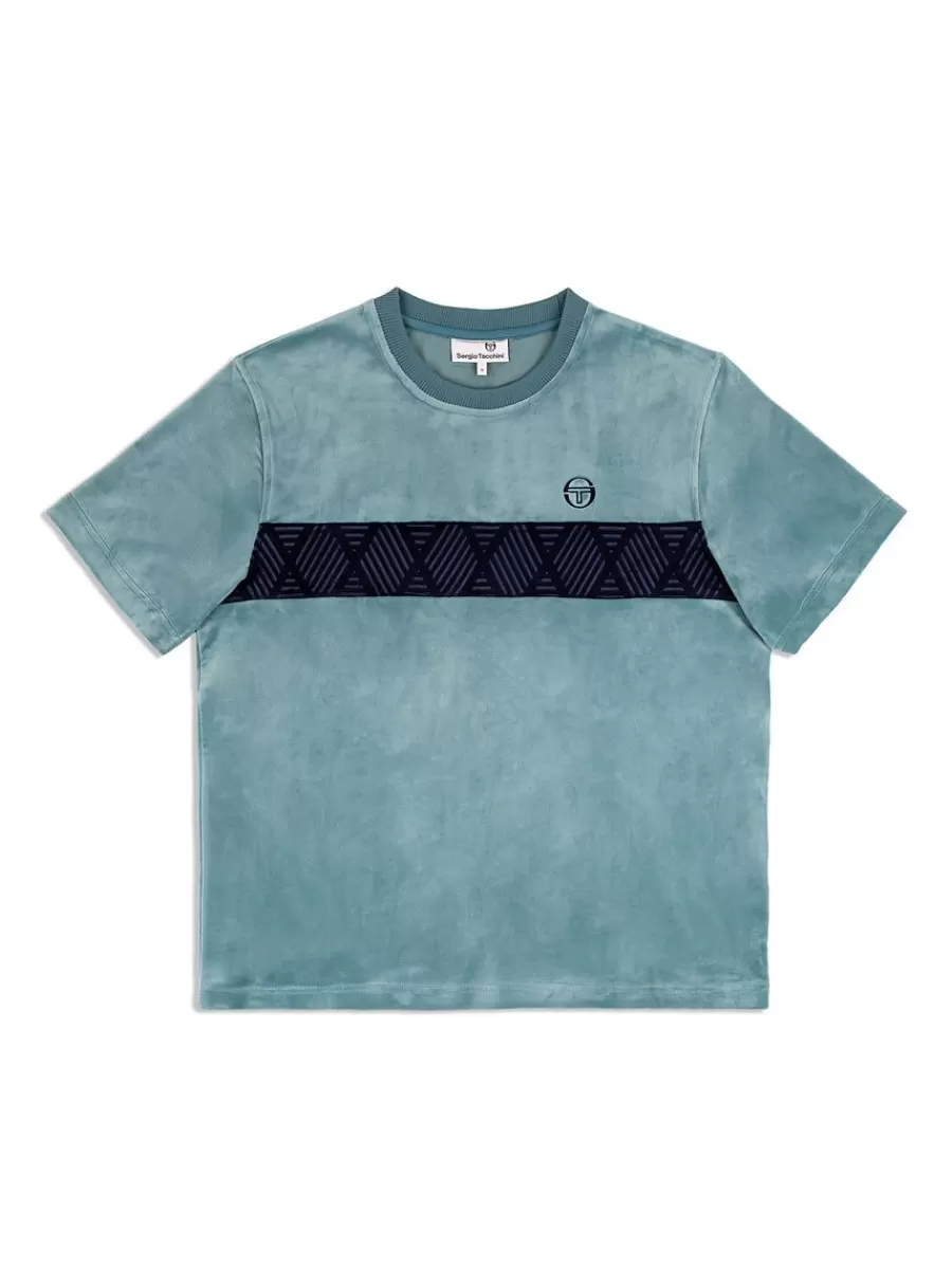 Matching Separates>Sergio Tacchini Debossed Damarindo Velour T-Shirt- Larkspur
