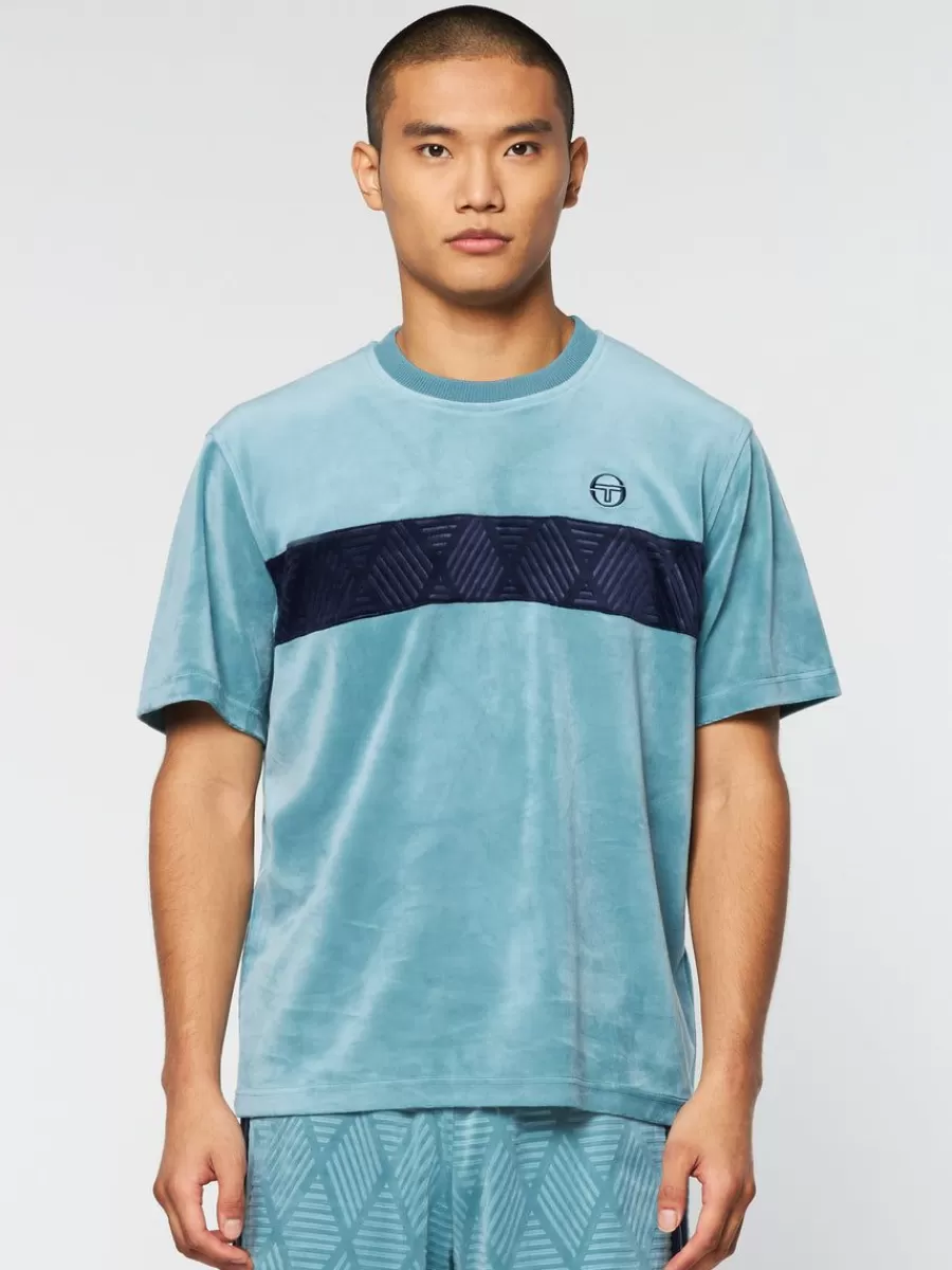 Matching Separates>Sergio Tacchini Debossed Damarindo Velour T-Shirt- Larkspur