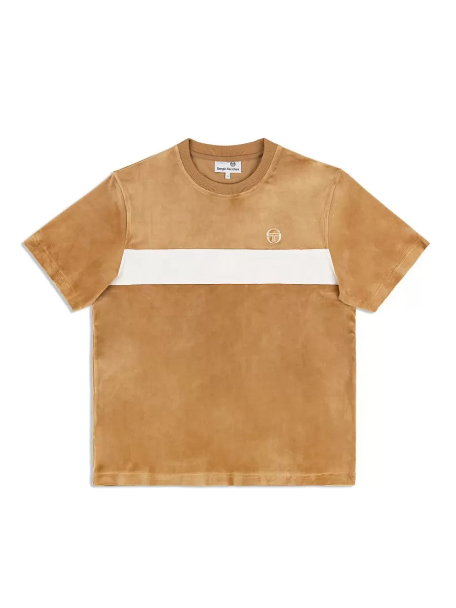 Matching Separates>Sergio Tacchini Debossed Damarindo Velour T-Shirt- Meerkat