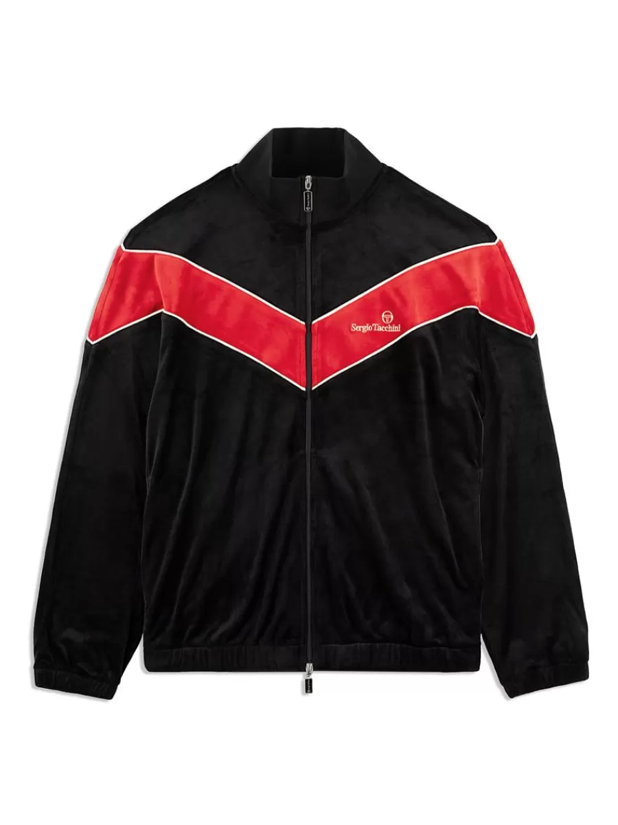 Jackets>Sergio Tacchini Gallone Velour Track Jacket- Black Beauty