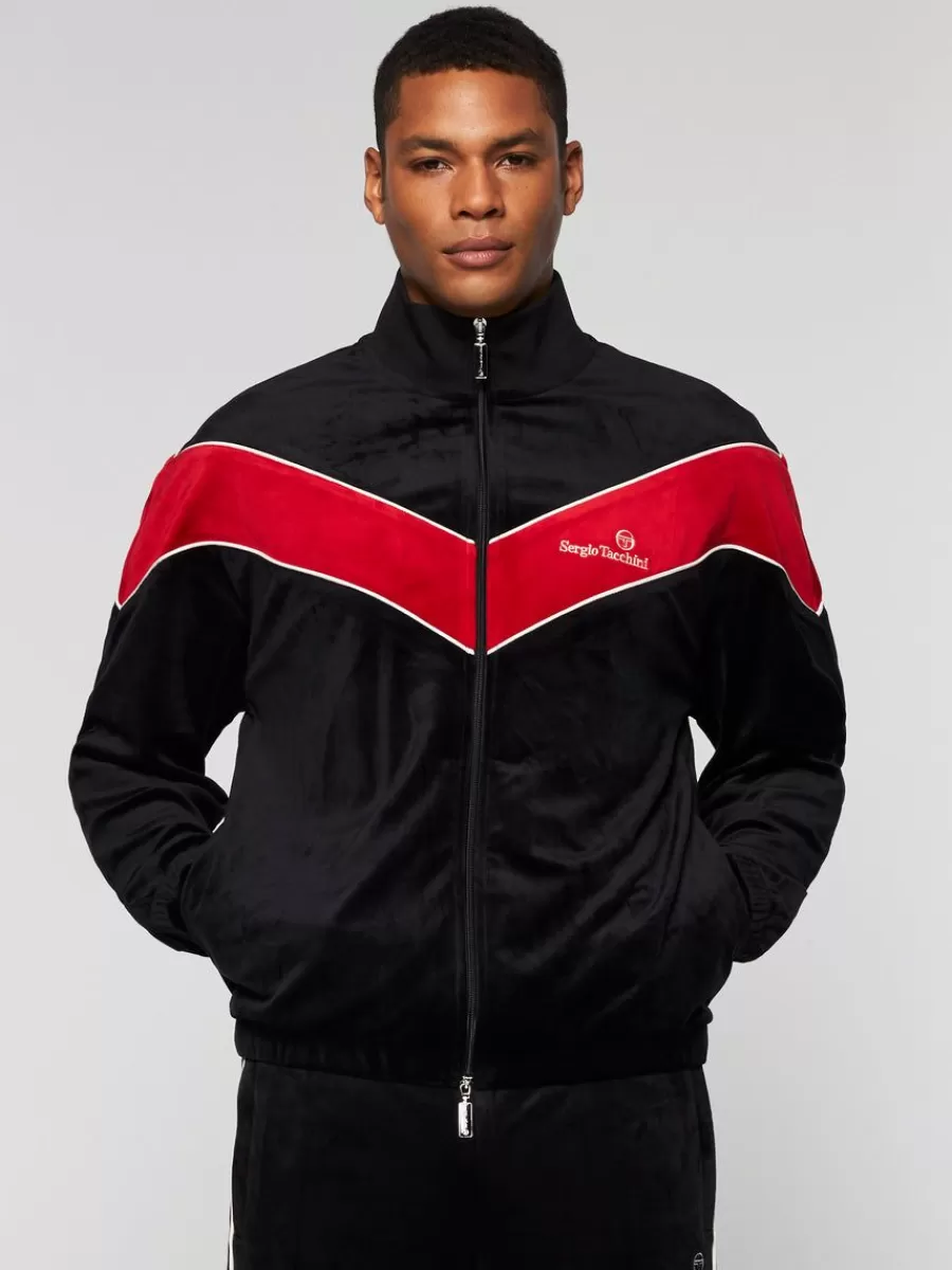 Jackets>Sergio Tacchini Gallone Velour Track Jacket- Black Beauty
