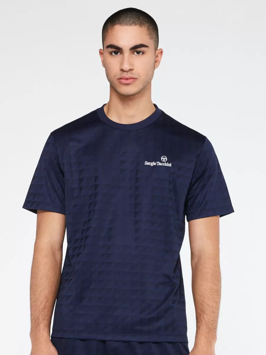 For The Court>Sergio Tacchini Geo T-Shirt-Maritime Blue