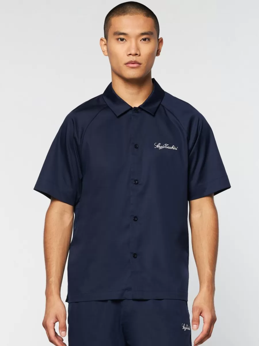 Matching Separates>Sergio Tacchini Giorgio Lounge Shirt- Maritime Blue