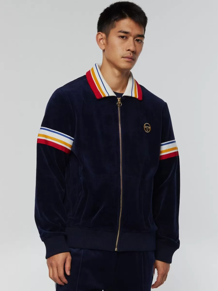 Velour>Sergio Tacchini Goran Velour Track Jacket Archivio- Maritime Blue