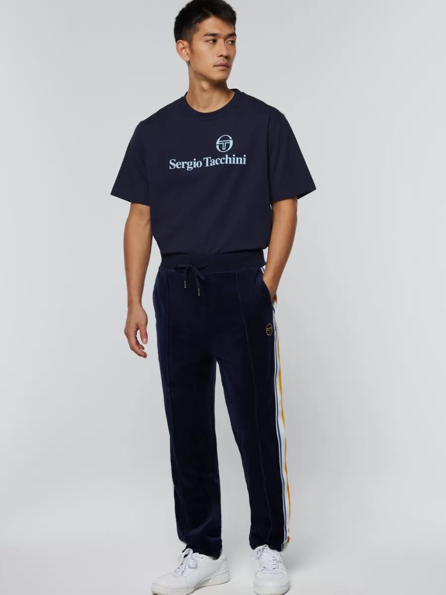 Velour>Sergio Tacchini Goran Velour Track Pant Archivio- Maritime Blue