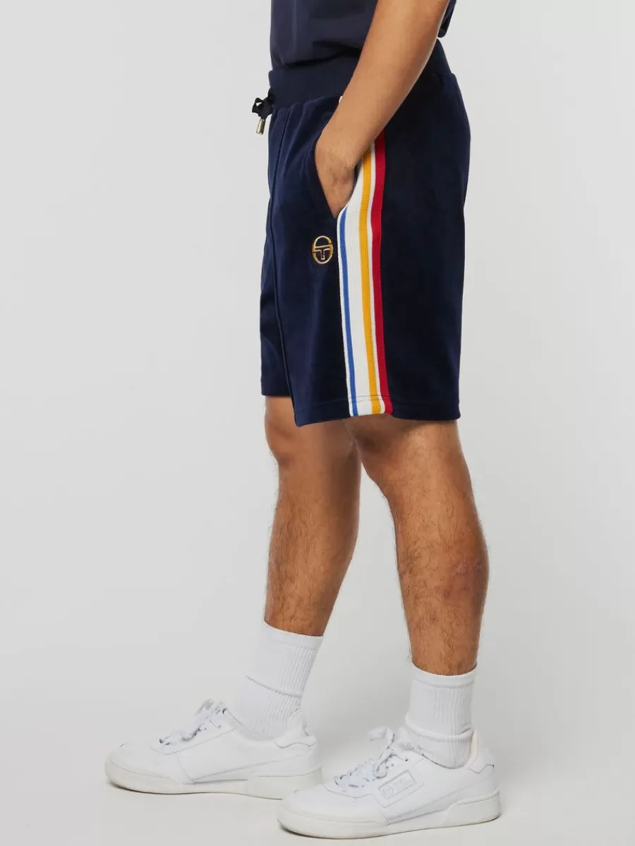 Velour>Sergio Tacchini Goran Velour Track Short Archivio- Maritime Blue