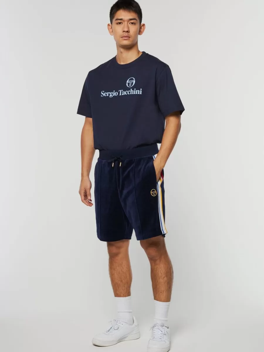 Velour>Sergio Tacchini Goran Velour Track Short Archivio- Maritime Blue