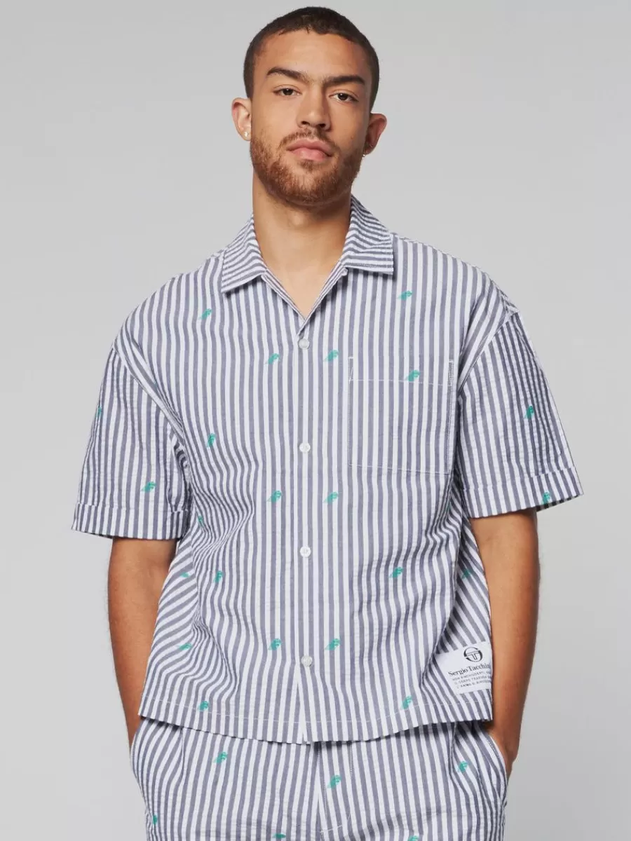 Matching Separates>Sergio Tacchini Granda Camp Shirt- Maritime Blue