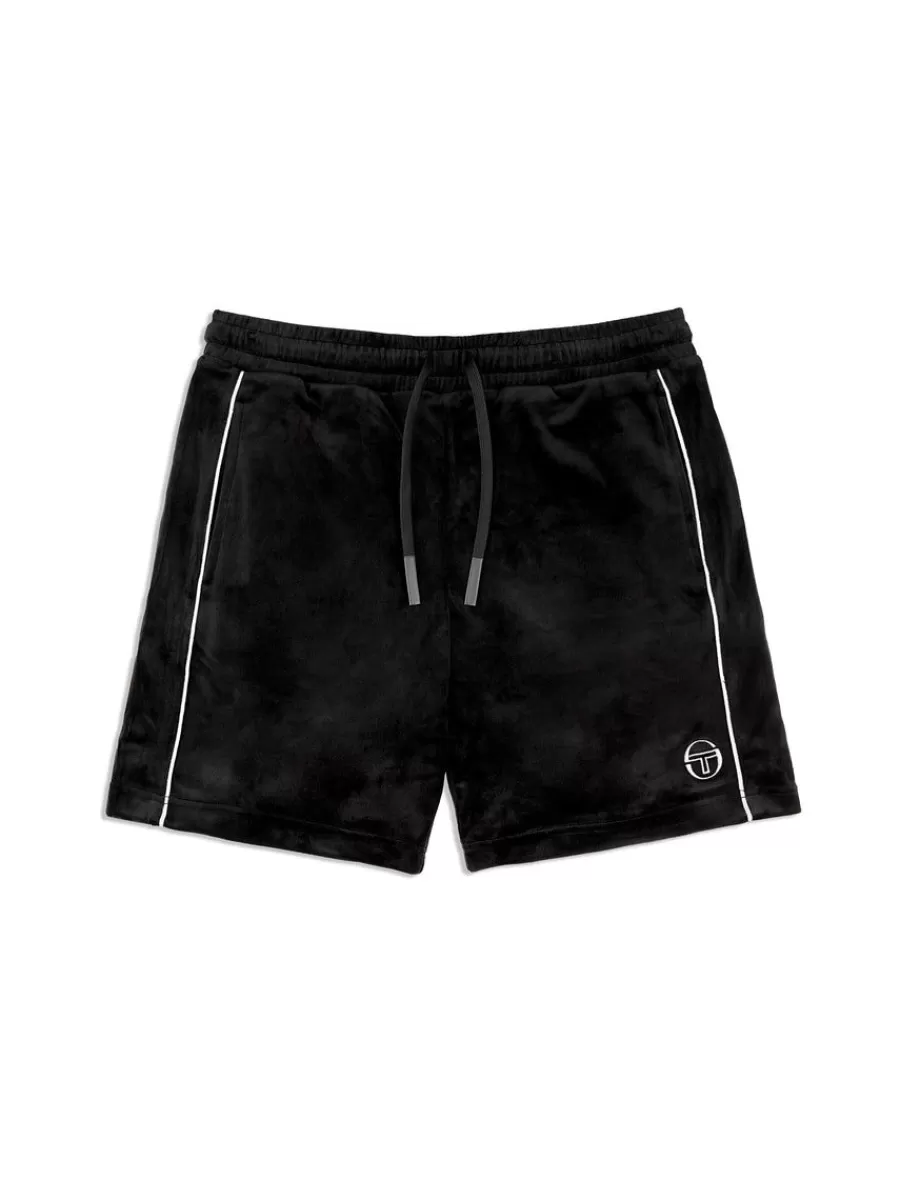 Shorts And Swim>Sergio Tacchini Lioni Velour Short Archivio- Black Beauty