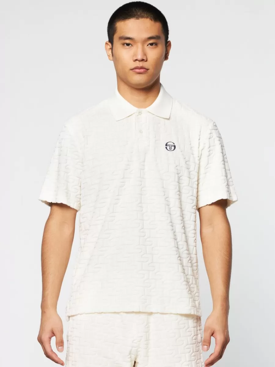 Polos>Sergio Tacchini Livata Monogram Polo- Gardenia