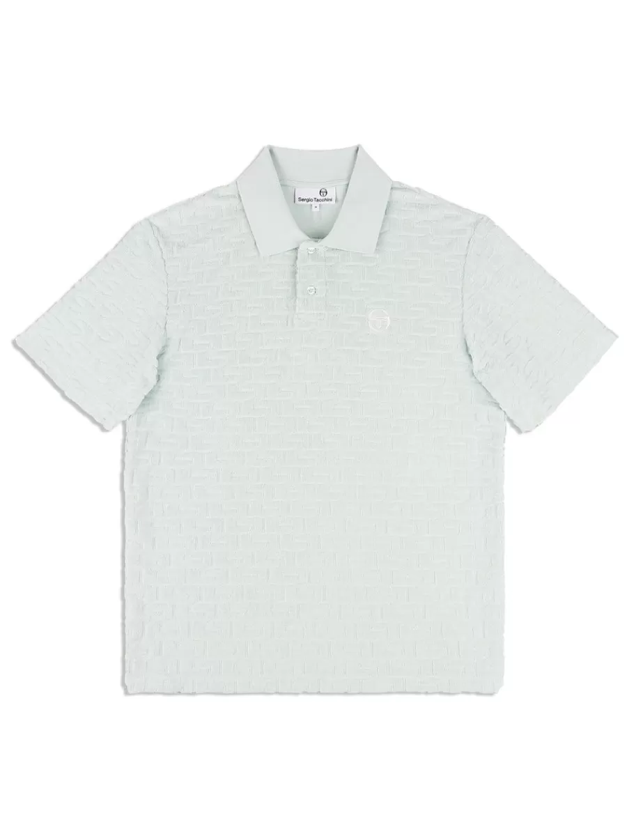 Polos>Sergio Tacchini Livata Monogram Polo- Surf Spray