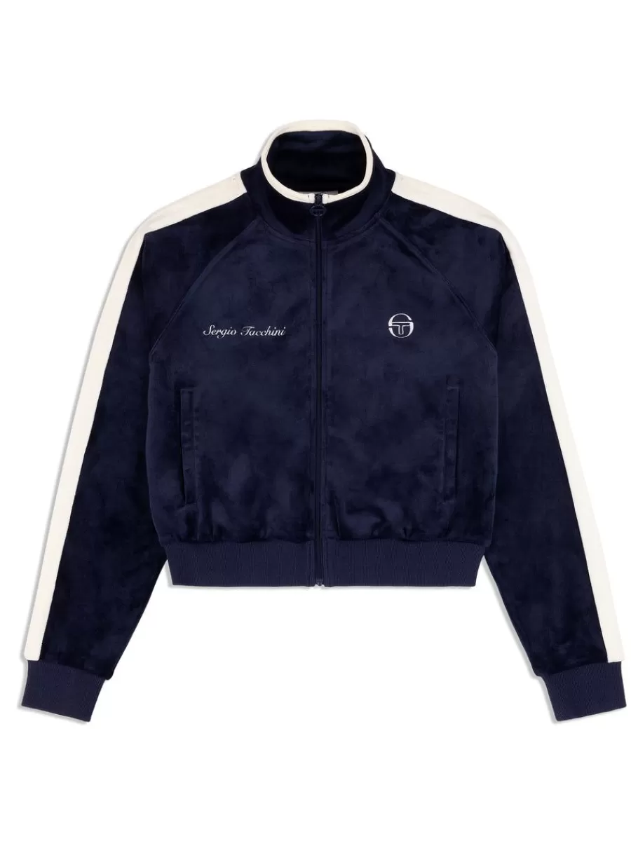 Velour>Sergio Tacchini Miss Carlotta Velour Track Jacket- Maritime Blue