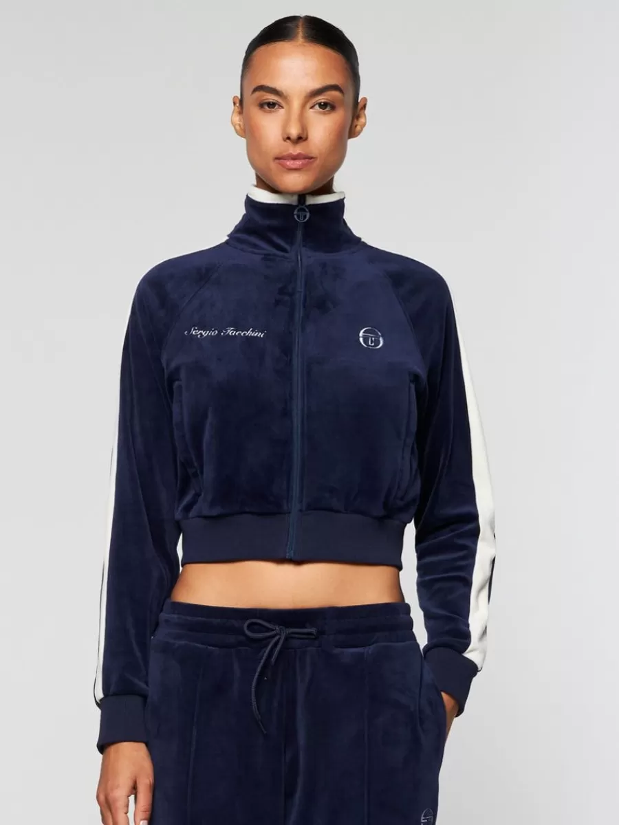 Velour>Sergio Tacchini Miss Carlotta Velour Track Jacket- Maritime Blue