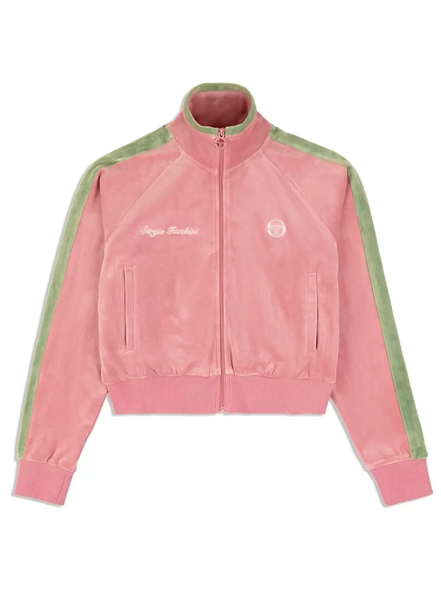 View All>Sergio Tacchini Miss Carlotta Velour Track Jacket- Wild Rose