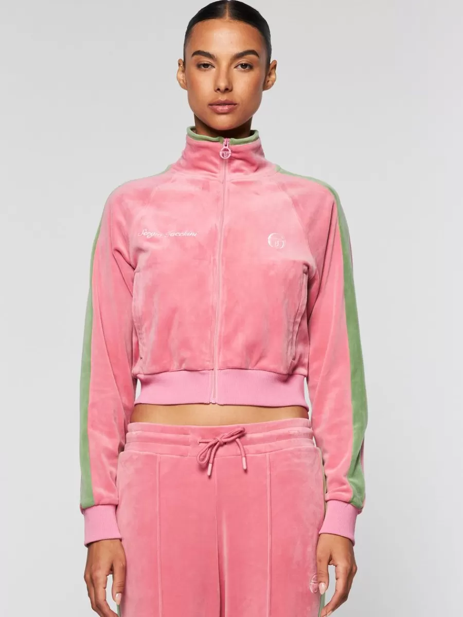 View All>Sergio Tacchini Miss Carlotta Velour Track Jacket- Wild Rose