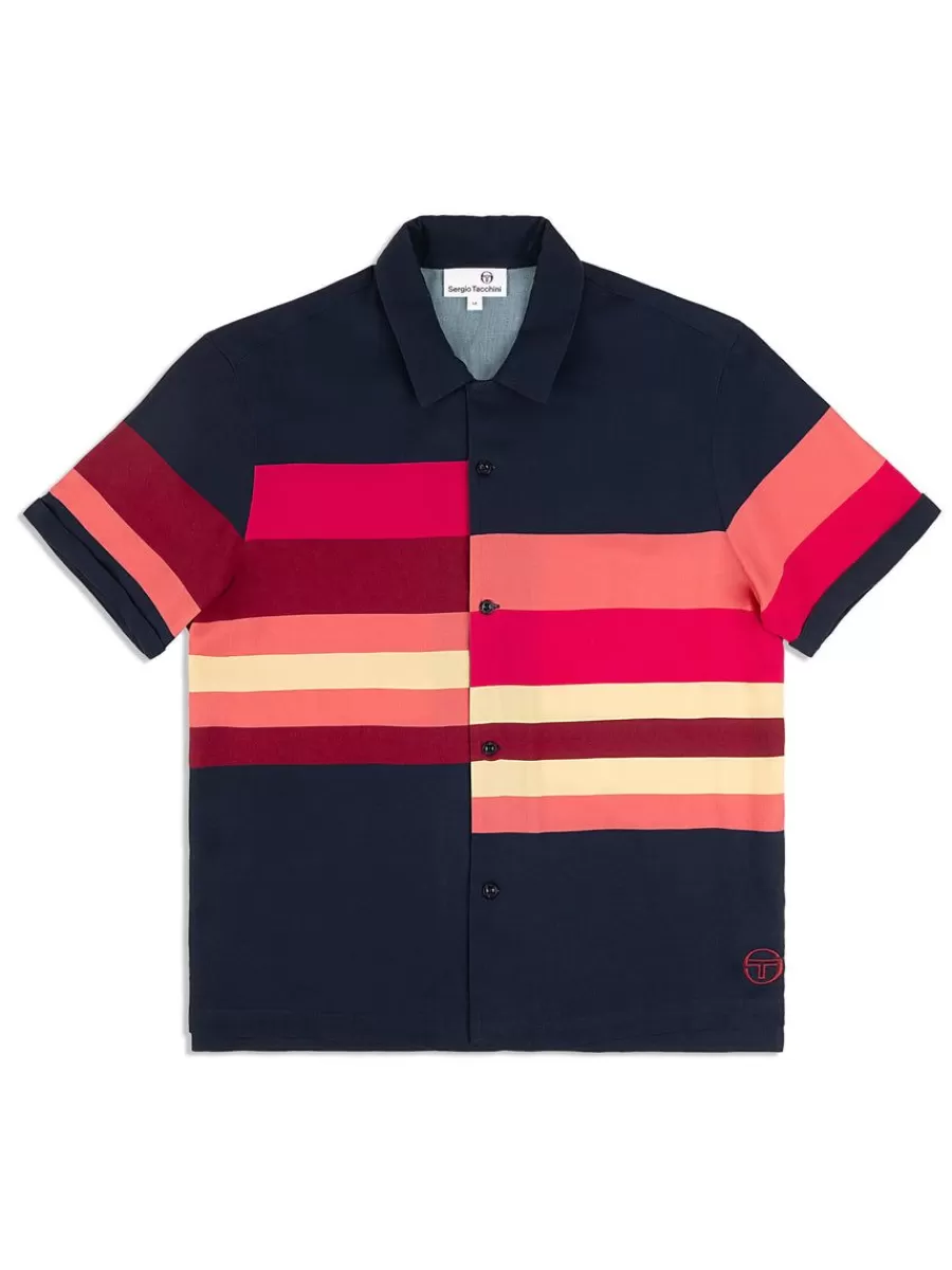 View All>Sergio Tacchini Pennellata Cabana Shirt- Maritime Blue/ Multi