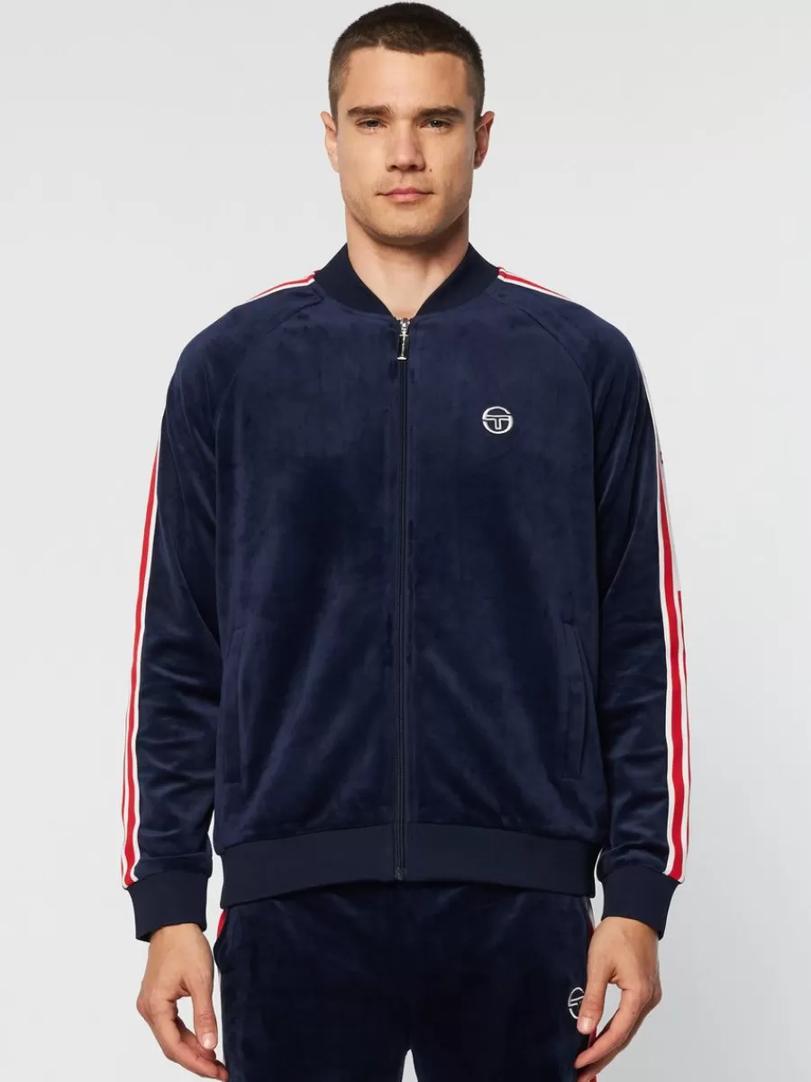 Jackets>Sergio Tacchini Pereto Velour Track Jacket- Maritime Blue