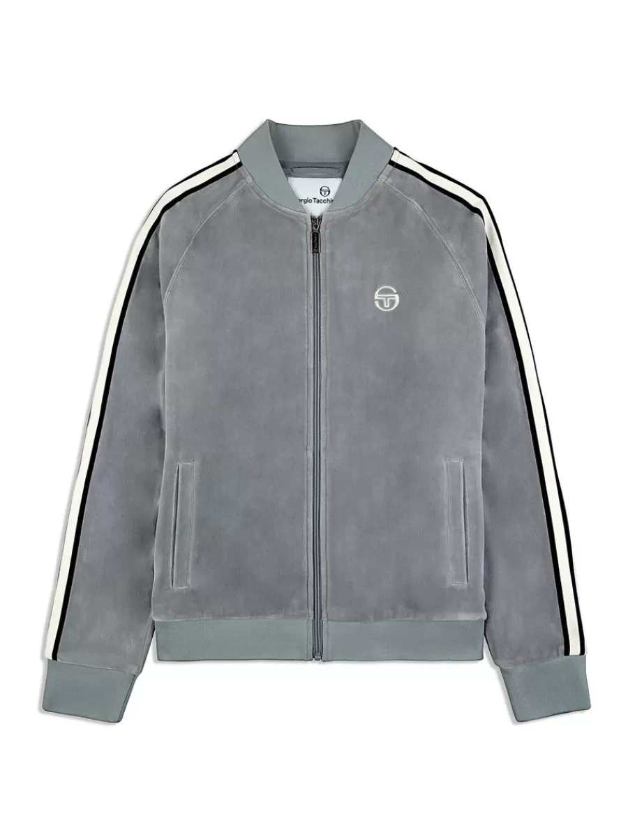 Jackets>Sergio Tacchini Pereto Velour Track Jacket- Sleet