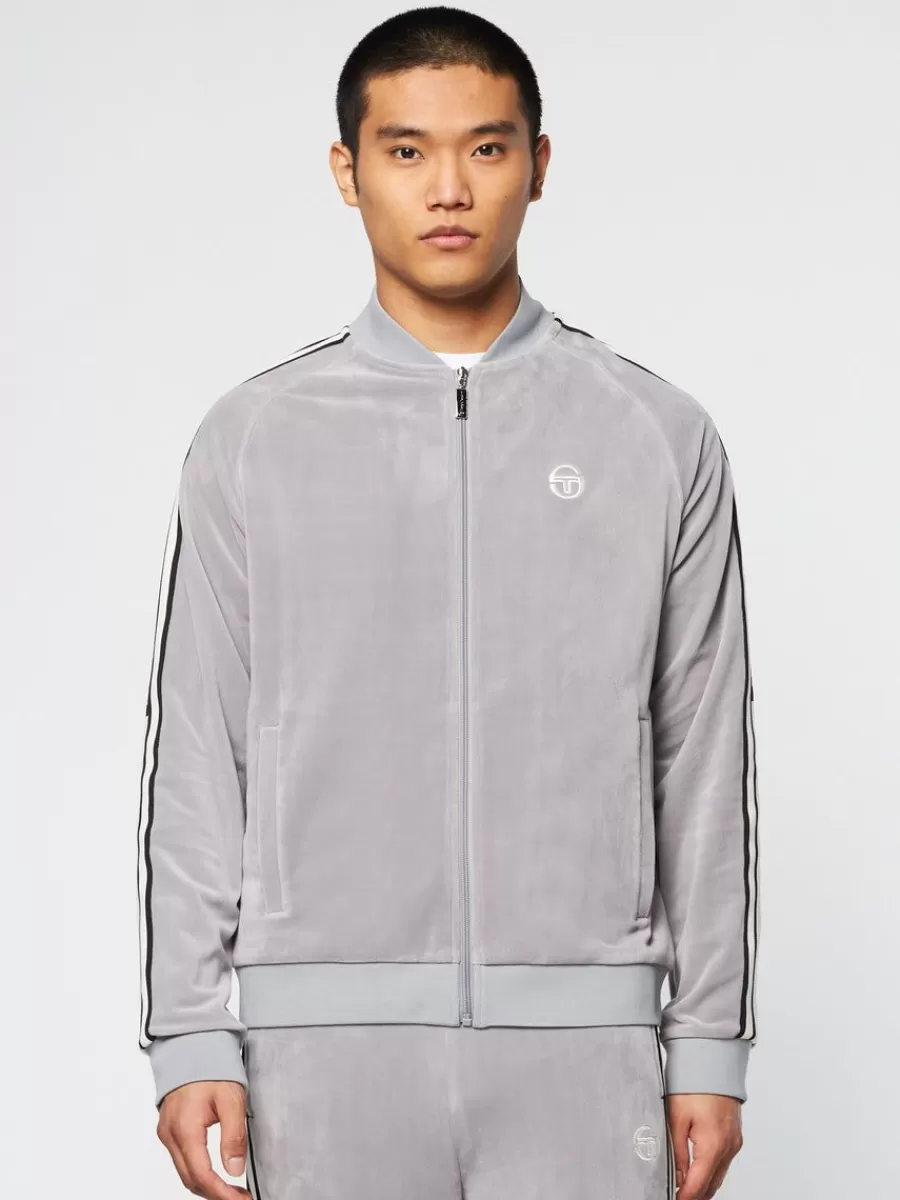 Jackets>Sergio Tacchini Pereto Velour Track Jacket- Sleet