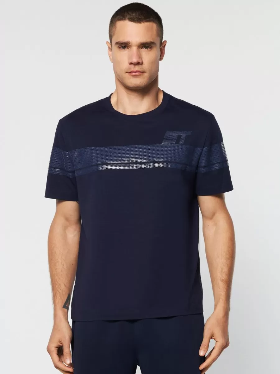 T-Shirts>Sergio Tacchini Perforata T-Shirt- Maritime Blue