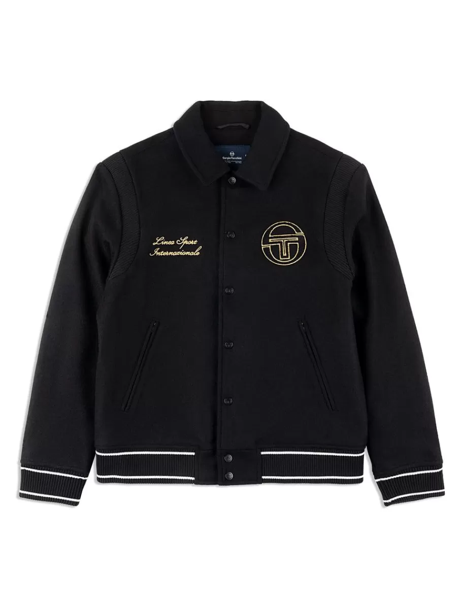 Jackets>Sergio Tacchini Prep Wool Varsity Jacket- Black