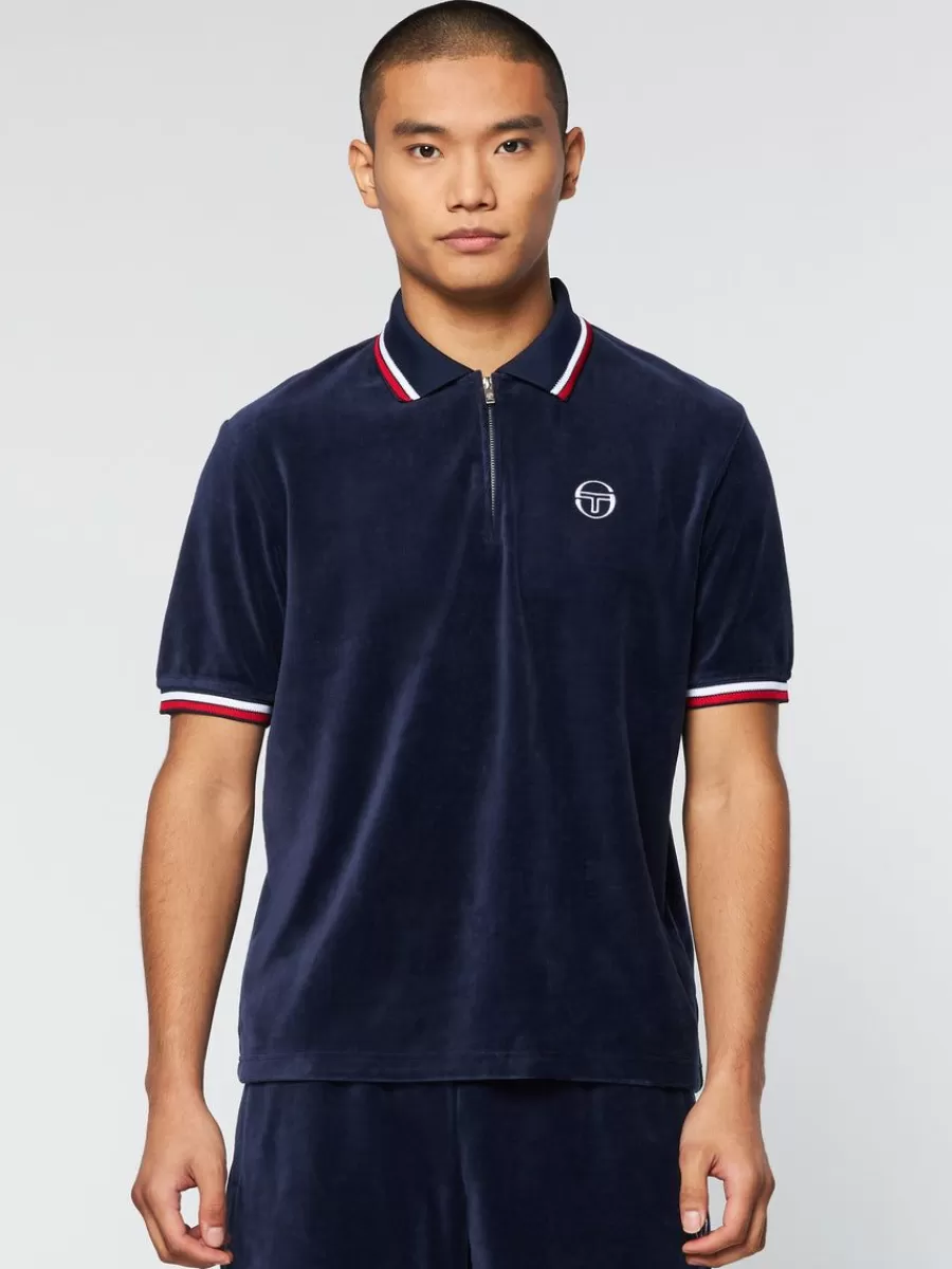 Velour>Sergio Tacchini Primo Velour Polo- Maritime Blue