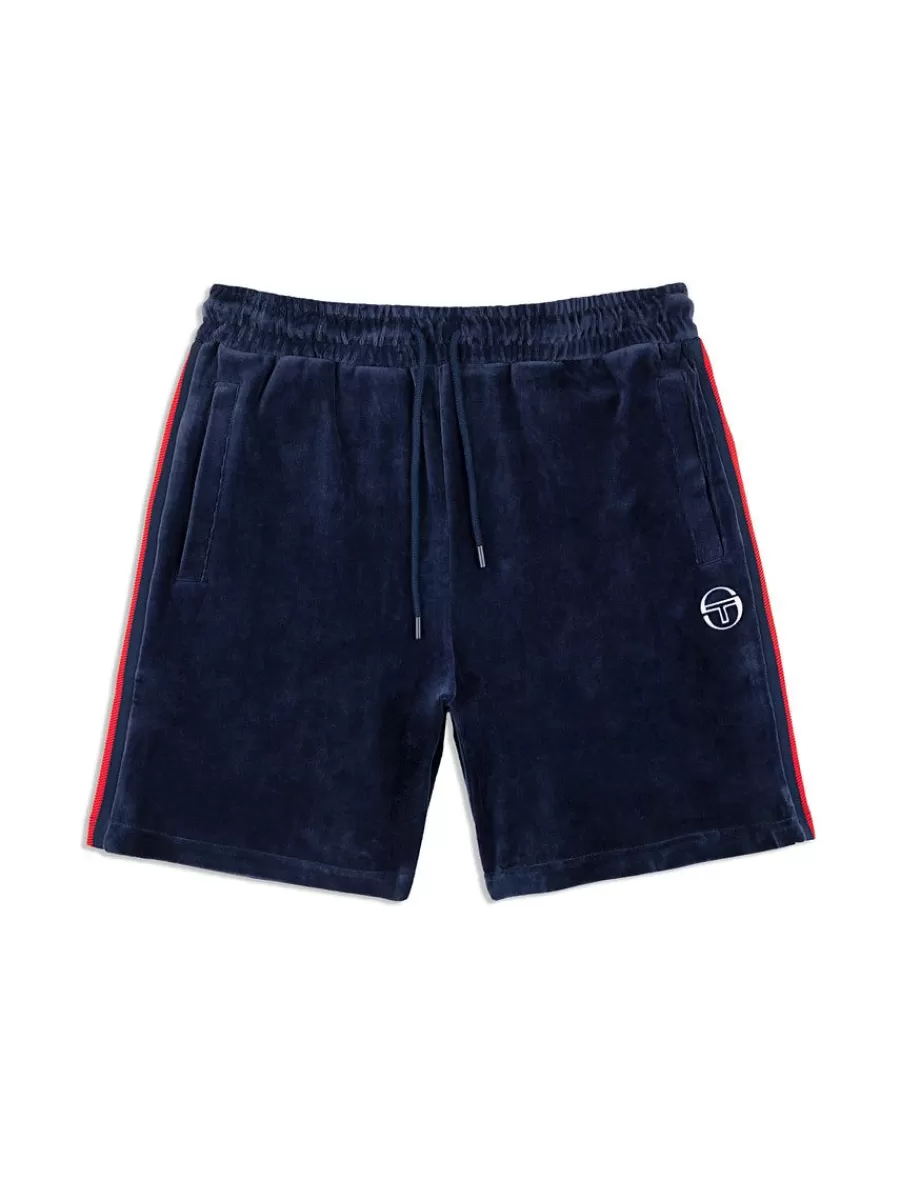 Shorts And Swim>Sergio Tacchini Primo Velour Short- Maritime Blue
