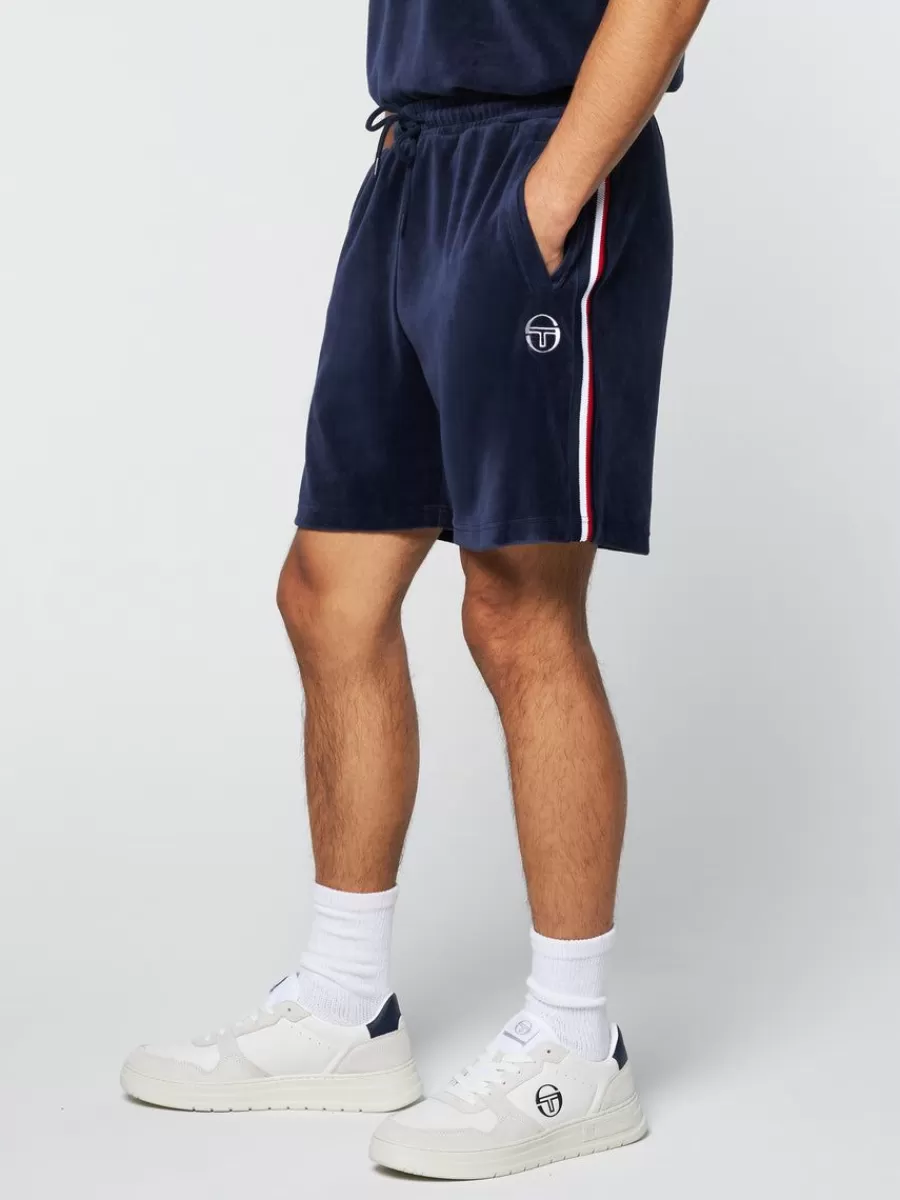 Shorts And Swim>Sergio Tacchini Primo Velour Short- Maritime Blue