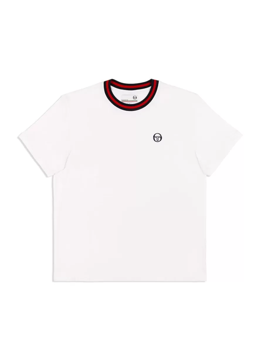 T-Shirts>Sergio Tacchini Rainer T-Shirt- White/ Adrenaline Rush