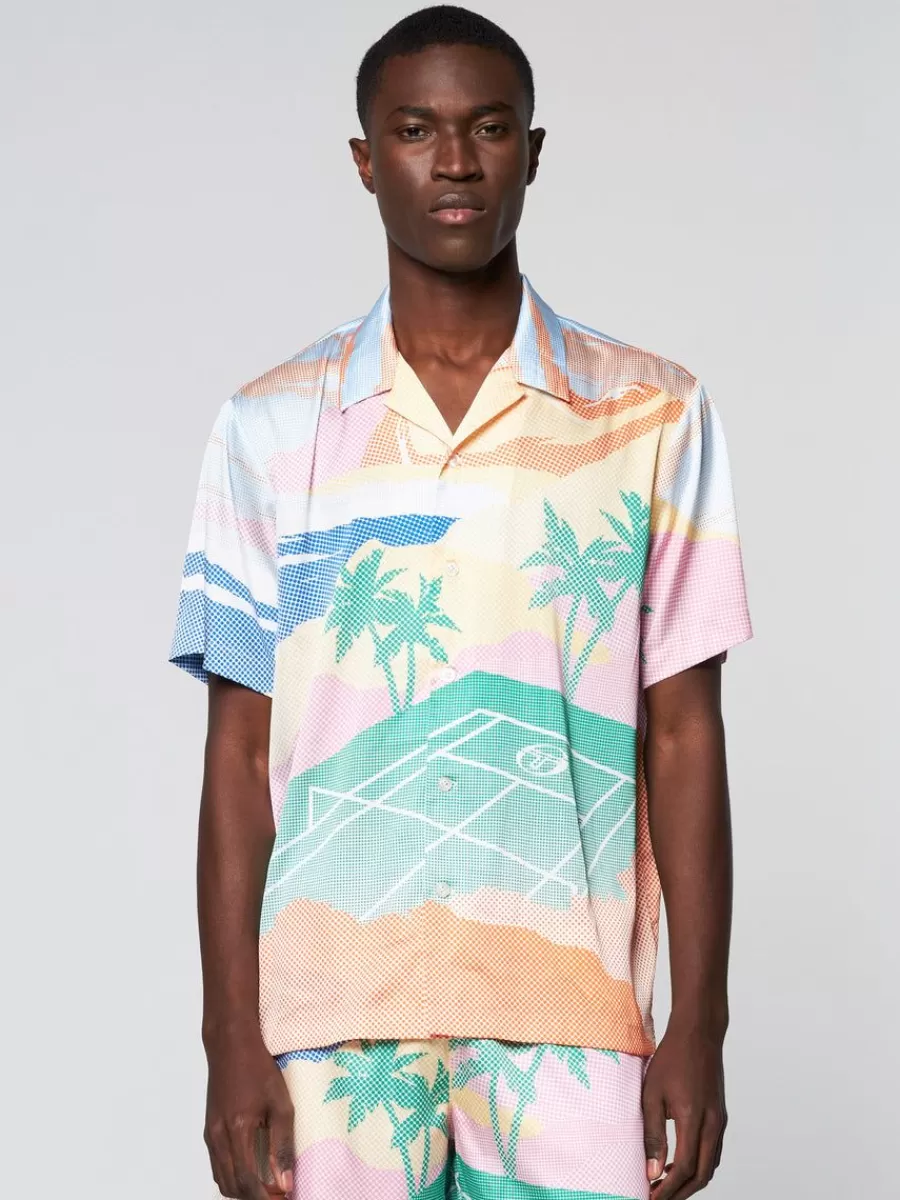 View All>Sergio Tacchini Riviera Camp Shirt- Deep Mint/ Multi