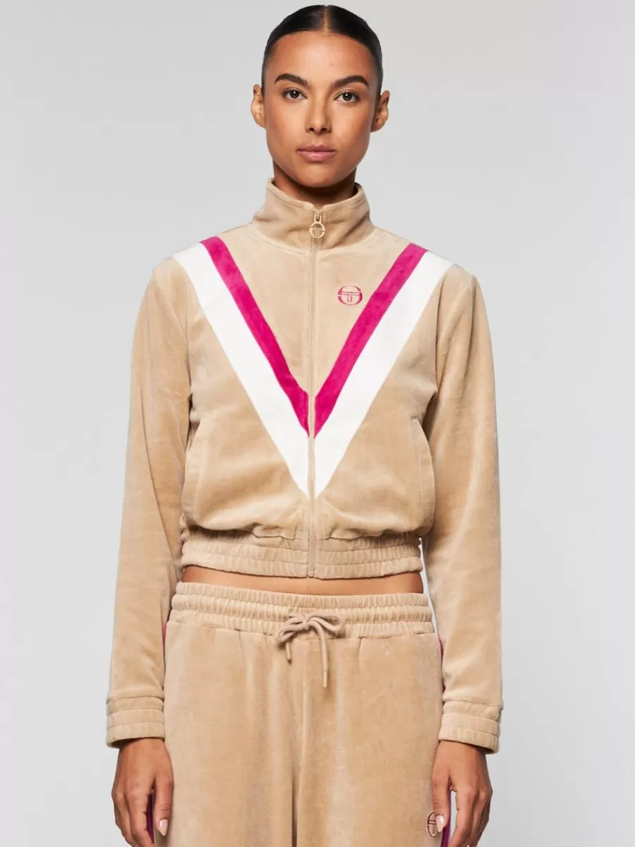 Velour>Sergio Tacchini Sara Velour Track Jacket- Humus