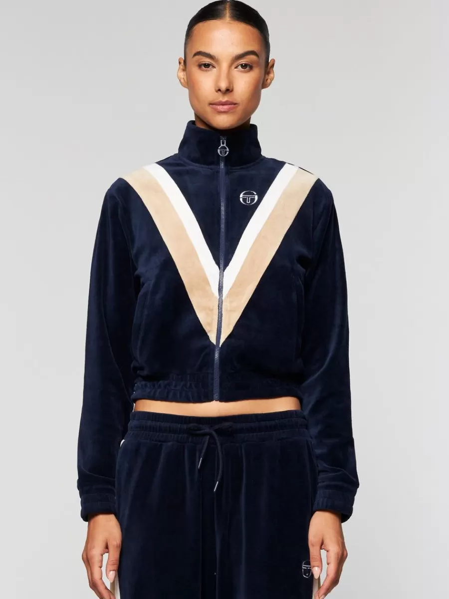 Velour>Sergio Tacchini Sara Velour Track Jacket- Maritime Blue