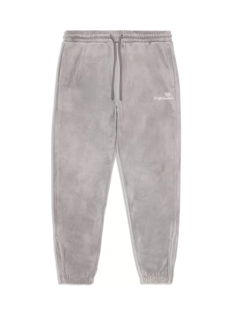 Pants And Sweatpants>Sergio Tacchini Scopeto Velour Pant- Sleet/ Gardenia