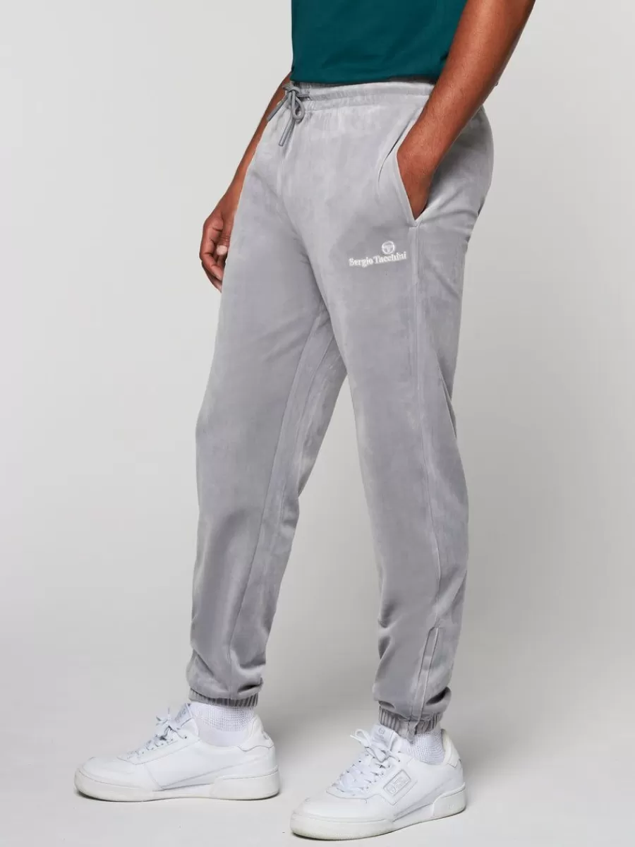 Pants And Sweatpants>Sergio Tacchini Scopeto Velour Pant- Sleet/ Gardenia