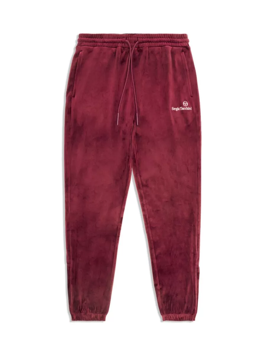 Pants And Sweatpants>Sergio Tacchini Scopeto Velour Pant-Black Beauty/ Mauve Wine