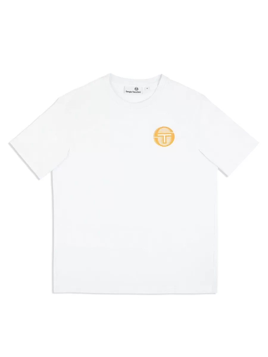 The Essentials>Sergio Tacchini Tenda T-Shirt- Brilliant White/ Tangerine