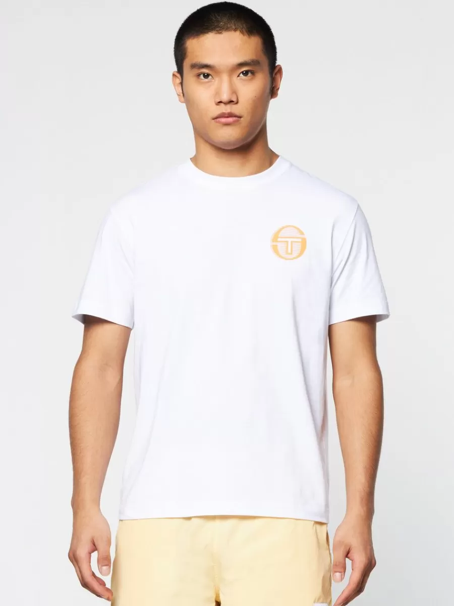The Essentials>Sergio Tacchini Tenda T-Shirt- Brilliant White/ Tangerine