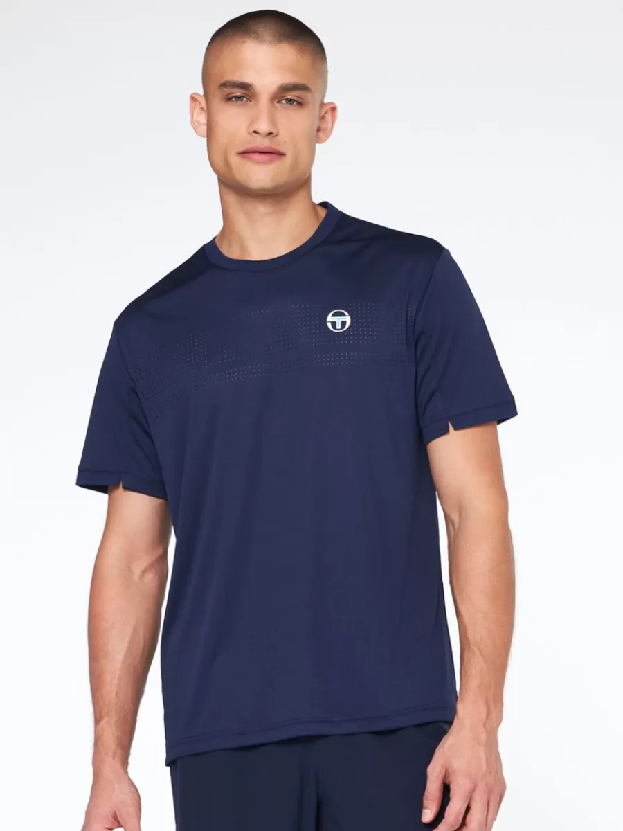 View All>Sergio Tacchini Tennis Young Line Pro T-Shirt-Maritime Blue