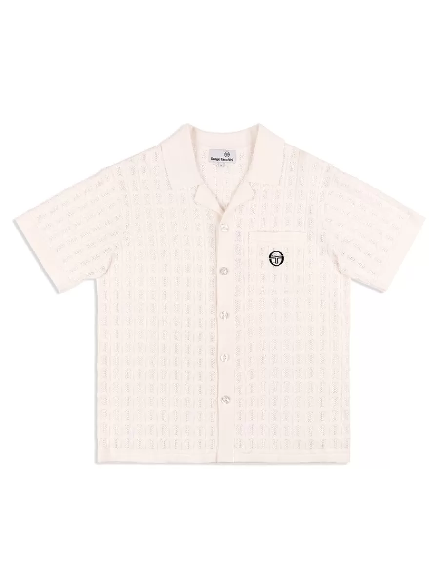Knitwear>Sergio Tacchini Ulivo Crochet Shirt- Brilliant White