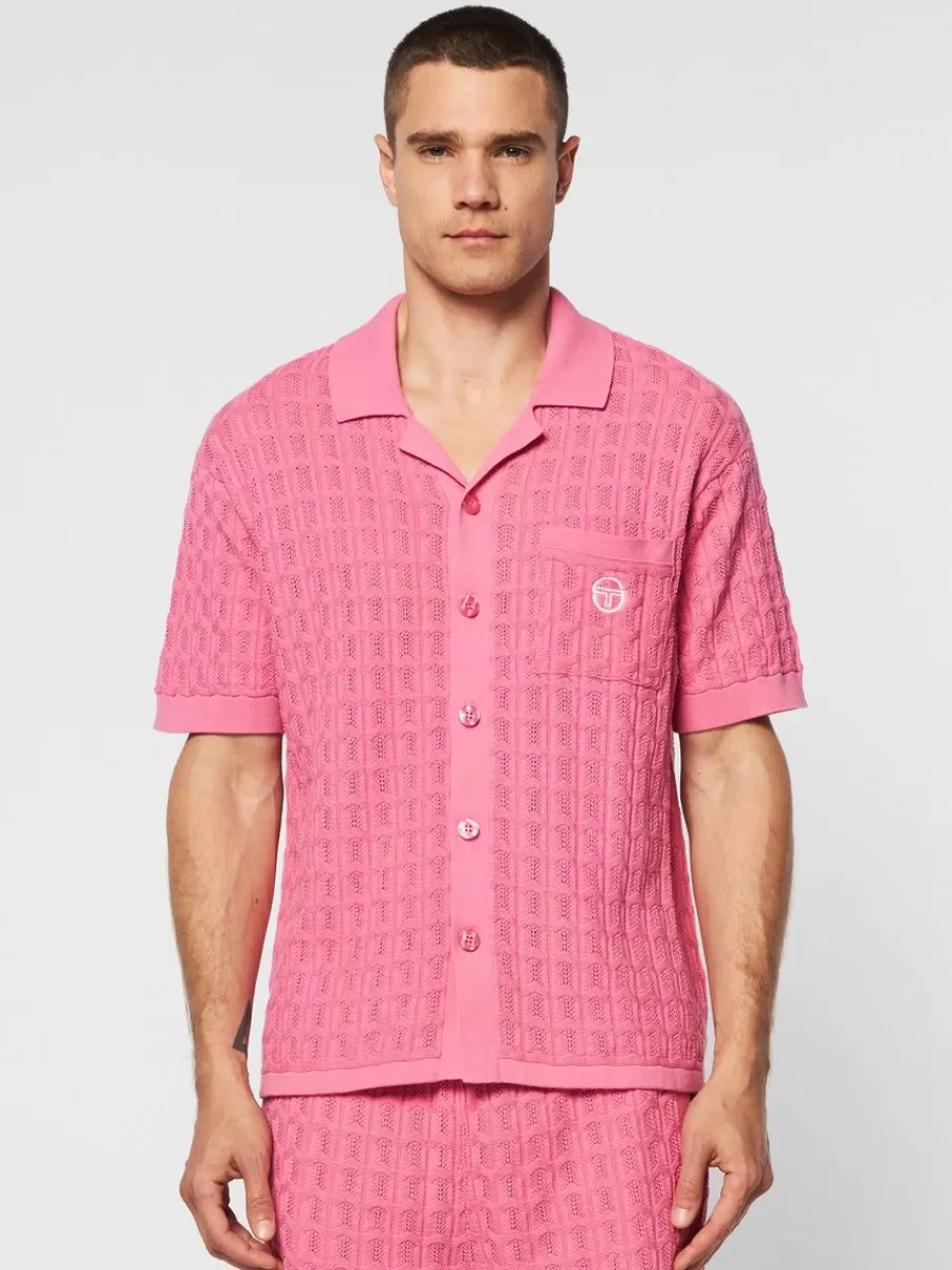 Knitwear>Sergio Tacchini Ulivo Crochet Shirt- Wild Rose