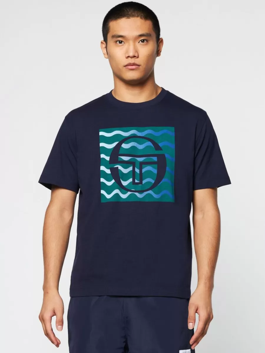 View All>Sergio Tacchini Veloce T-Shirt- Maritime Blue