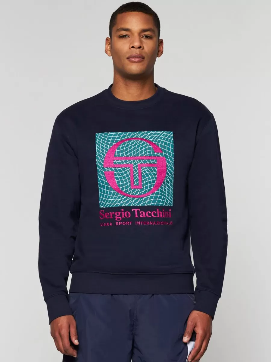 View All>Sergio Tacchini Warp Crewneck- Maritime Blue