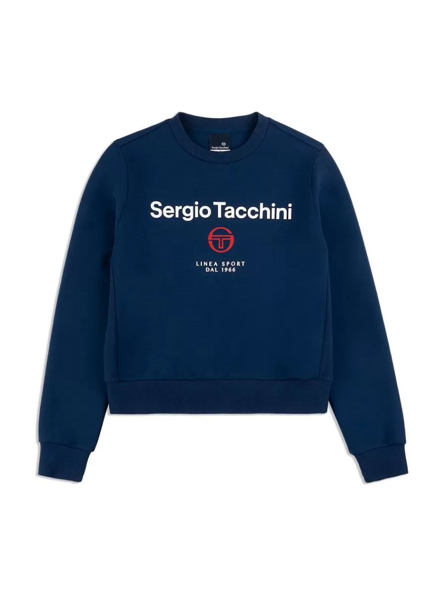 For The Court>Sergio Tacchini Women'S Linea Sport Crewneck- Maritime Blue