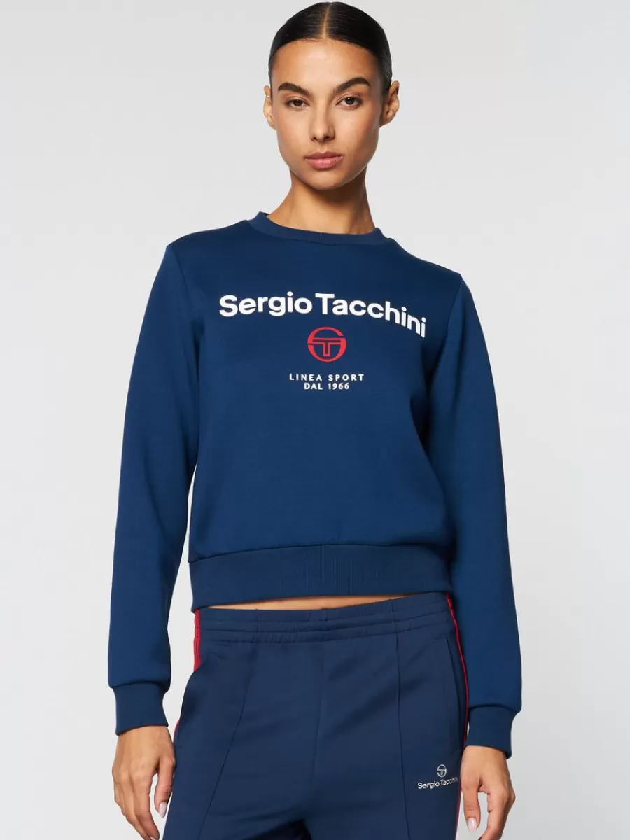 For The Court>Sergio Tacchini Women'S Linea Sport Crewneck- Maritime Blue