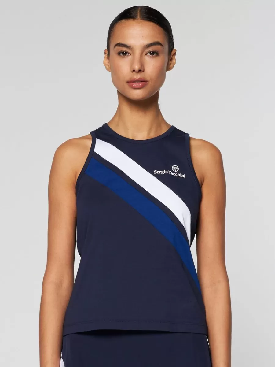Tops And Sports Bras>Sergio Tacchini Women'S Ortica Tennis Tank- Maritime Blue